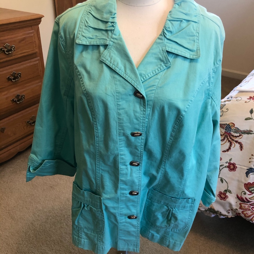 Turquoise jacket top 1X